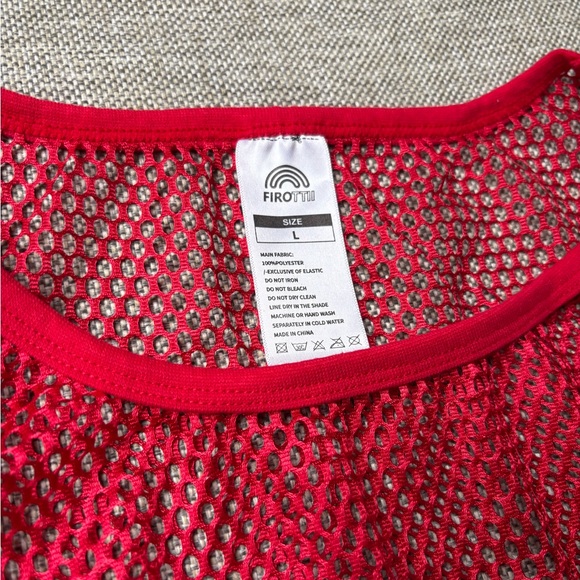 Red Mesh Crop Top - Picture 2 of 2